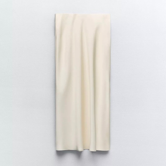 NWT Zara SET Cream Ecru Mixed Organza Satin Effect Blouse Skirt L XL - Picture 6 of 16